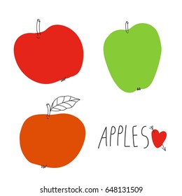 Set with apples. Abstract vector illustration. 