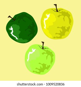 Set of apples on a light background. Vector apple.