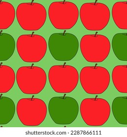 A set of apples seamless patterns 1000 by 1000 pixels with fruits. Vector graphics. EPS10