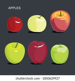 Set of apples. Vector fruits. Design elements.