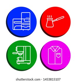 Set of appliance icons such as Refrigerator, Cezve, Coffee maker, Ironed , appliance