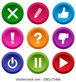 Set of application icon, menu icons. Colorful buttons. Vector illustration