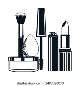 set of applicators make up brushes and cosmetics