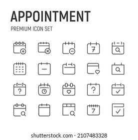 Set of appointment line icons. Premium pack of signs in trendy style. Pixel perfect objects for UI, apps and web. 