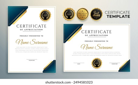 Set of Appreciation Certificate Hintergrund Ein Papier für die Vektorgrafik von Corporate Excellence