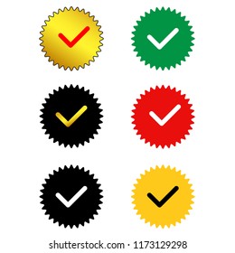 set approval  mark icon vector isolated. Quality control icon,  certified seal symbol. Certificate icon seal. like sign