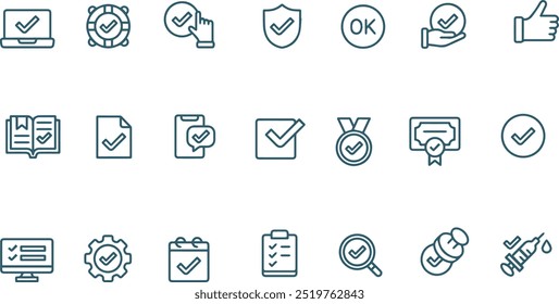 set of approval vector icons , approve icon