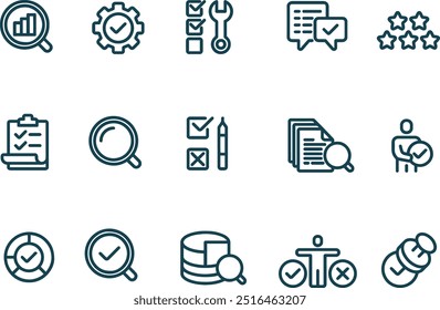 Conjunto de iconos de línea de Vector de Aprobación, marca de verificación 