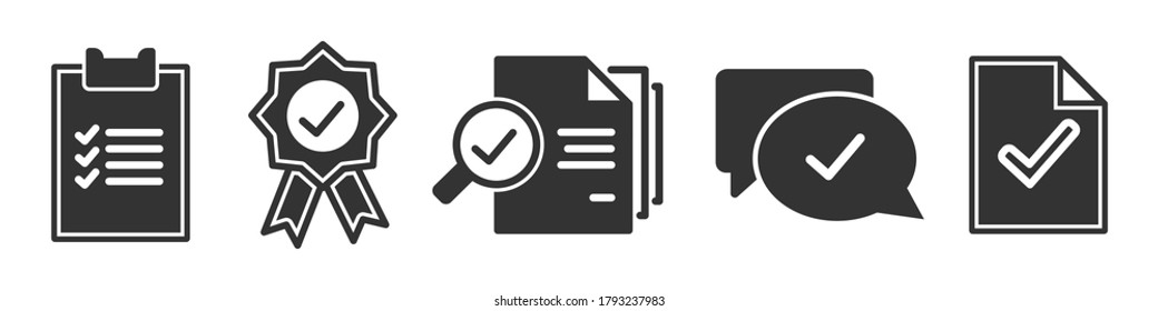 Set of approve simple icons in black
