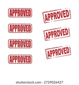 Set of Approved Badge Design Collection in red Color , Vintage Approved Label Set, Vector Illustration