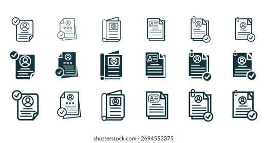 Icono de Vector de información personal humano. Gráficos de Vector llenos de letrero plano para el concepto móvil y el Diseño web. Icono de glifo de currículum vitae. Símbolo, ilustración del logotipo. 