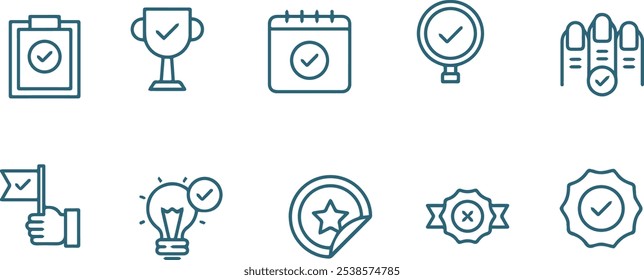 set of approved icon vector line design , approve icon