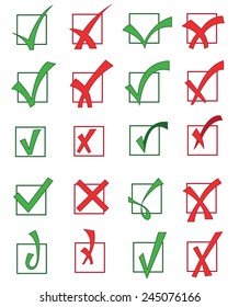 set of approved and rejected check marks