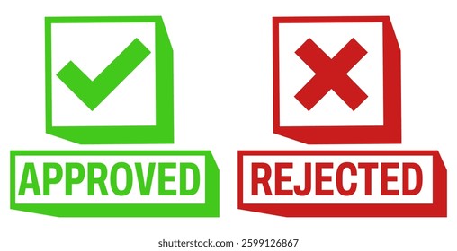 set approved or rejected icon. verified labels sticker design vector illustration