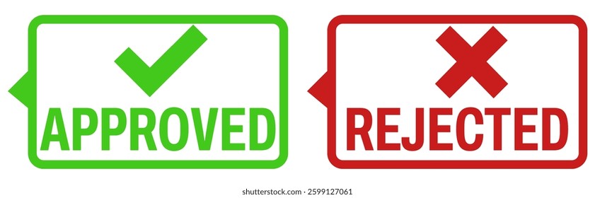 Set Approved rejected stamp. validate icon. confirmation symbol template design vector illustration