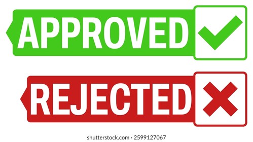 Set Approved rejected stamp. validate icon. confirmation symbol template design vector illustration