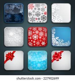 Set of apps icons on Christmas