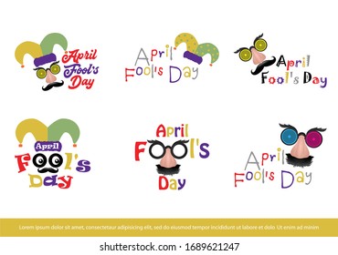 Set of April fool’s day logo design,sticker,Label element Vector Illustration