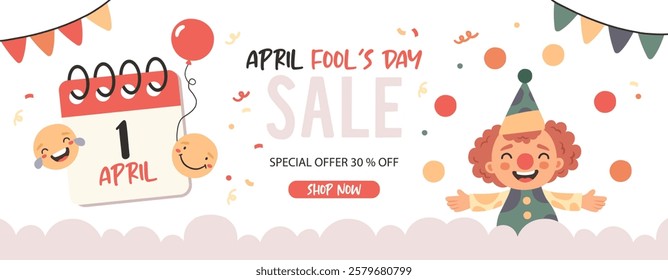 Set of April Fool's Day background. Vector illustration. Poster, Promotion, Sale, Flyer.