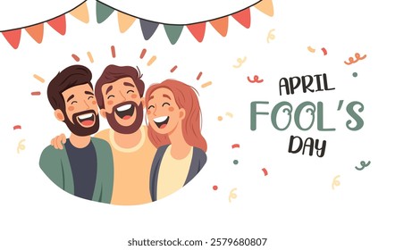 Set of April Fool's Day background. Vector illustration. Poster, Promotion, Sale, Flyer.