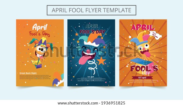 Set of April fool\'s day flyer template.\
Decorative set of backgrounds for April fool\'s day with bomb\
explosive. Vector\
illustration.
