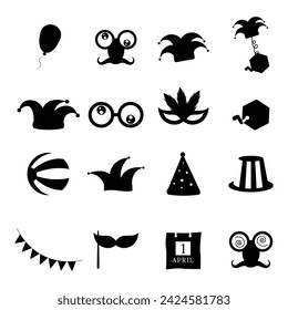 Set of april fools day icons white background