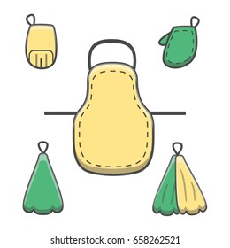 Set of apron and towels