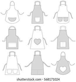 set of aprons isolated on white