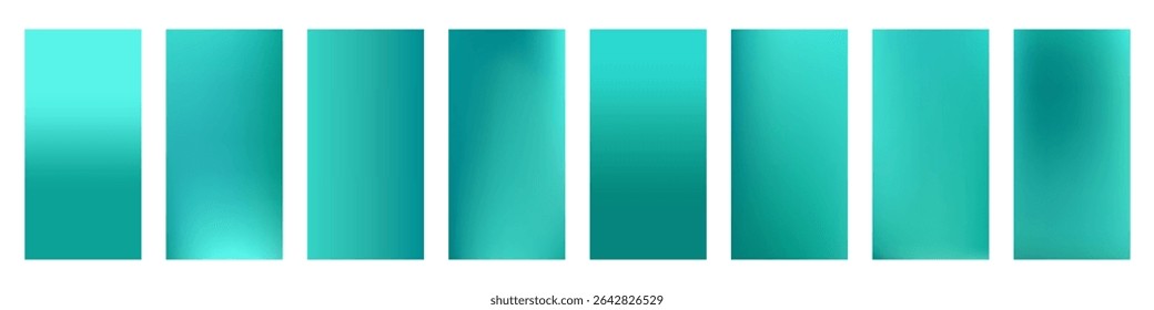 Set of aqua marine liquid gradient vector background