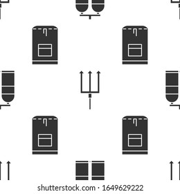 Set Aqualung, Neptune Trident and Backpack on seamless pattern. Vector