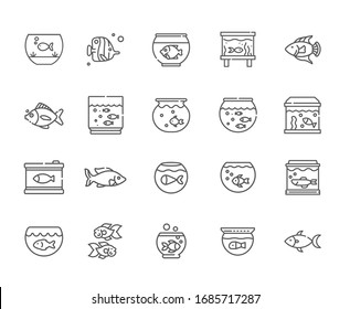 Set of aquarium fish Related Vector Line Icons. 