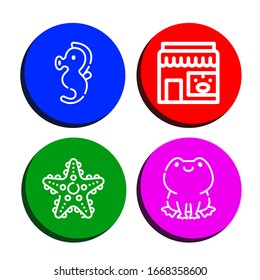 Set of aquarium icons. Such as Seahorse, Pet shop, Starfish, Frog , aquarium icons
