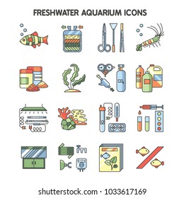 Set of aquarium related icons for online store