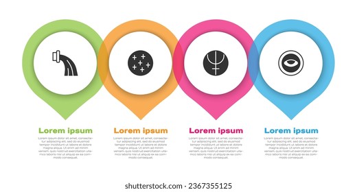 Set Aquarius zodiac, Full moon, Neptune planet and Medallion with eye. Business infographic template. Vector