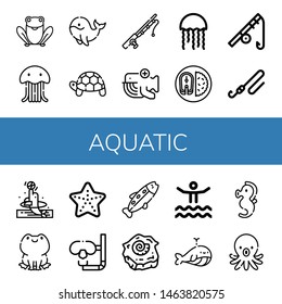 Set Aquatic Icons Such Frog Jellyfish Stock Vector (Royalty Free ...