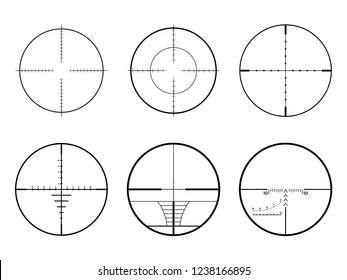 Set Of AR Crosshair Scopes. Military Sniper Rifle Target Crosshairs