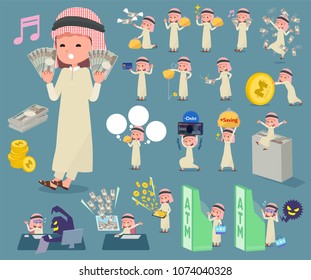 A set of Arab boy with concerning money and economy.
There are also actions on success and failure.
It's vector art so it's easy to edit.