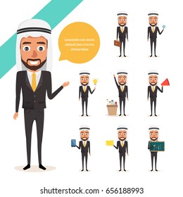 Set of Arab Business Man Character in Occupation. Illustration vector.