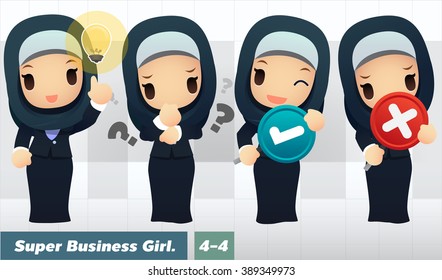 Set of Arab Businesswoman Activity 4-4, Cute and simple cartoon style