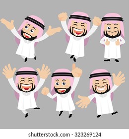 Set Arab Characters Different Poses Stock Vector (Royalty Free ...