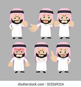 Set of Arab characters in different poses