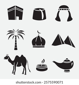 set of arab good for icon, symbol, silhouette design, element design, etc