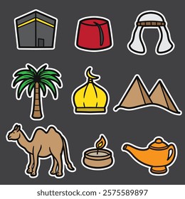 set of arab good for sticker, element design, badge, icon, print design etc