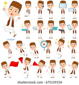 A set of arab men with digital equipment such as smartphones.
There are actions that express emotions.
It's vector art so it's easy to edit.