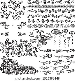 Set of arabesque decorations. whirlpool. hand drawn illustrations.