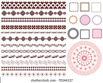 set of arabesque pattern frame border