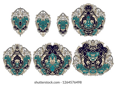 Set of arabesques in oriental style