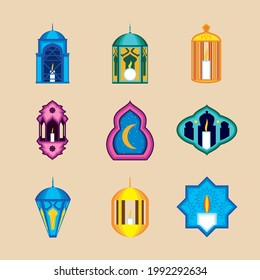 set arabian lanterns candles light