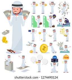 A set of Arabian man with concerning money and economy.There are also actions on success and failure.It's vector art so it's easy to edit.