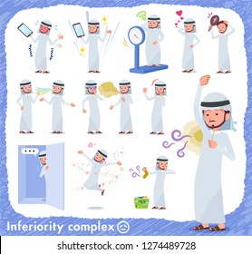 A set of Arabian man on inferiority complex.There are actions suffering from smell and appearance.It's vector art so it's easy to edit.